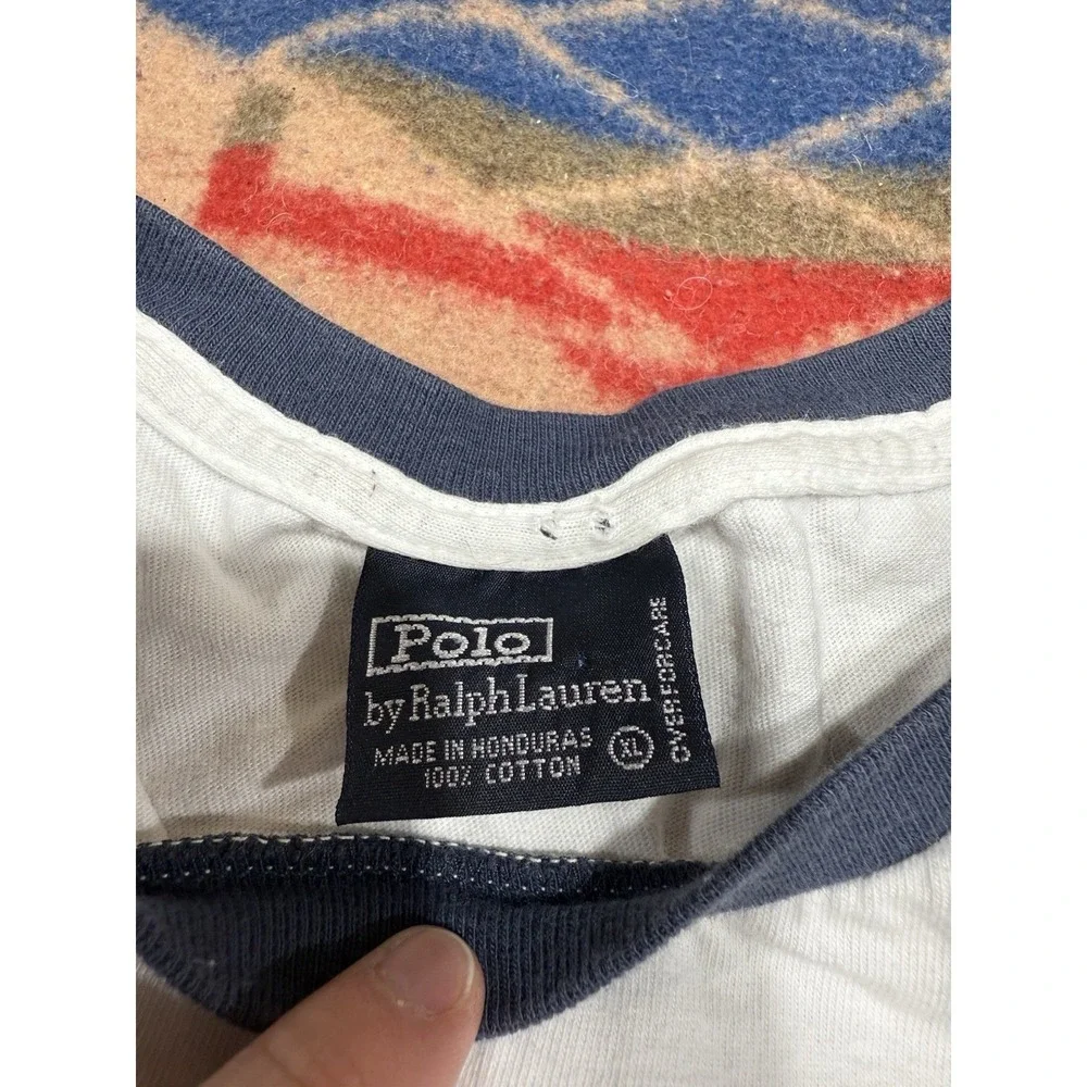 Vintage 90s Polo Ralph Lauren Kayak Oar T-Shirt XL Men's White‎ Short Sleeve